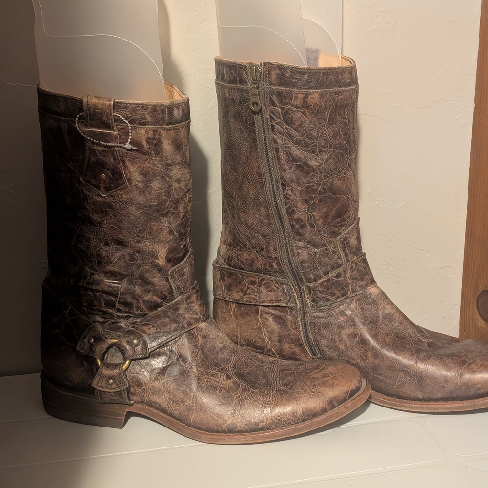 Corral Men’s Harness Boots C1970. Distressed Brown Leather- Size 13D NWOT